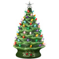 XL Pre-Lit Ceramic Christmas Tree Decoration w/ LED Light, Timer - 24in - Green