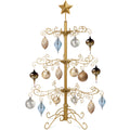 Wrought Iron Christmas Tree Ornament Display w/ Easy Assembly, Stand - 3ft - Gold