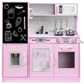 Pretend Play Kitchen Wooden Toy Set for Kids with 11 Accessories - Pink