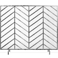 Single Panel Iron Chevron Fireplace Screen w/ Antique Finish - 38x31in - Pewter