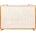 Single Panel Handcrafted Steel Mesh Fireplace Screen w/ Handles - 38x27in - Antique Gold