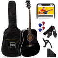 41in Acoustic Guitar Starter Kit w/ Digital Tuner, Padded Case, Picks, Strap - Black