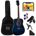 41in Acoustic Guitar Starter Kit w/ Digital Tuner, Padded Case, Picks, Strap - Blue