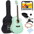 Full Size Beginner Acoustic Guitar Set with Case, Strap, Capo - 41in - SoCal Green