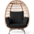 Wicker Egg Chair Oversized Indoor Outdoor Patio Lounger - Black