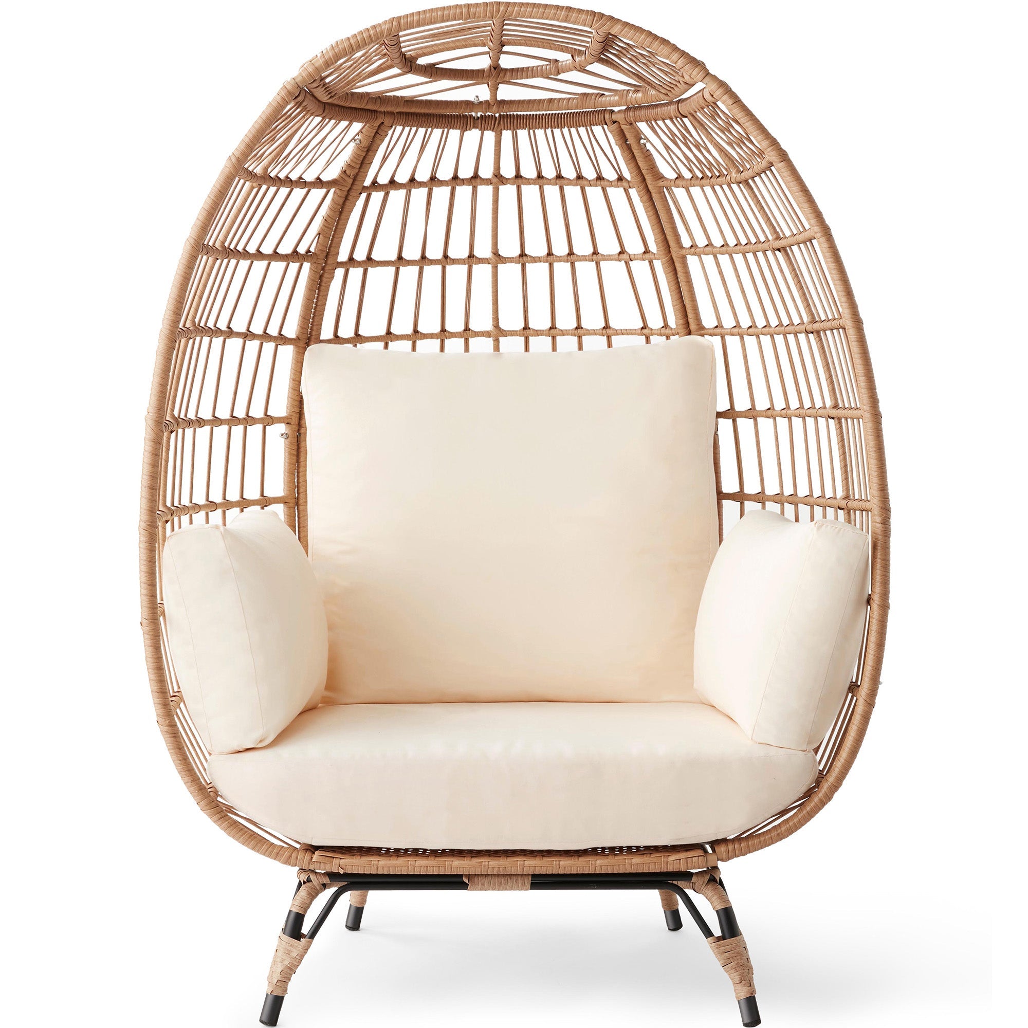 Wicker Egg Chair Oversized Indoor Outdoor Patio Lounger - Ivory