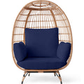 Wicker Egg Chair Oversized Indoor Outdoor Patio Lounger - Navy
