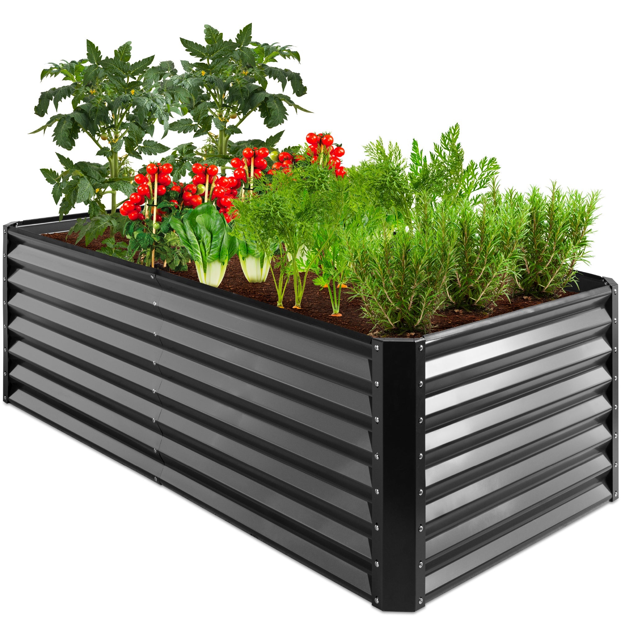 Outdoor Metal Raised Garden Bed for Vegetables, Flowers, Herbs - 6x3x2ft - Charcoal