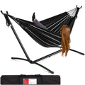 2-Person Brazilian-Style Double Hammock w/ Carrying Bag and Steel Stand - Onyx