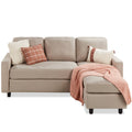 Upholstered Sectional Sofa Couch w/ Chaise Lounge, Reversible Ottoman Bench - Natural