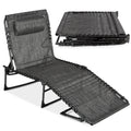 Portable Patio Chaise Lounge Chair Outdoor Recliner w/ Pillow - Gray
