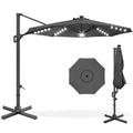 360-Degree Solar LED Cantilever Offset Patio Umbrella w/ Tilt - 10ft - Gray