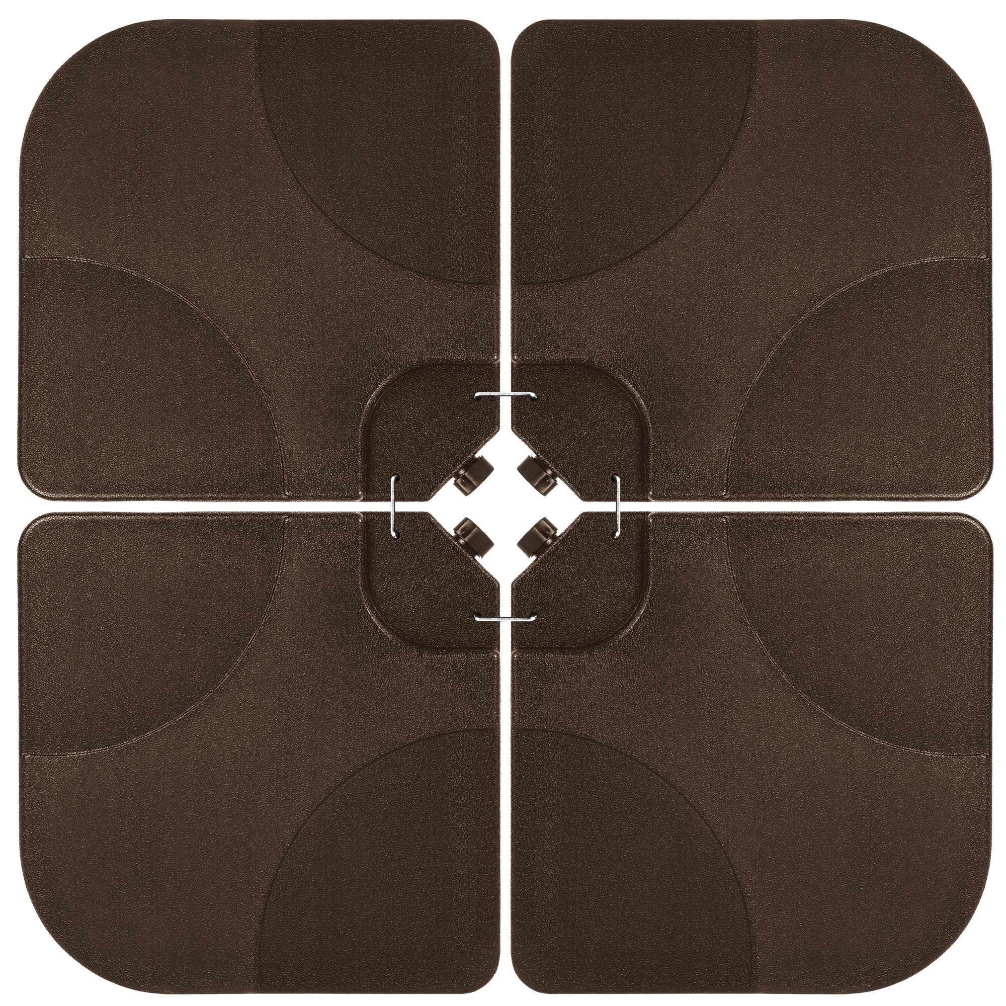 4-Piece Cantilever Offset Patio Umbrella Stand Square Base Plate Set - Brown