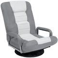Gaming Floor Chair w/ 360-Degree Swivel, Armrest, Adjustable Backrest - Gray/White