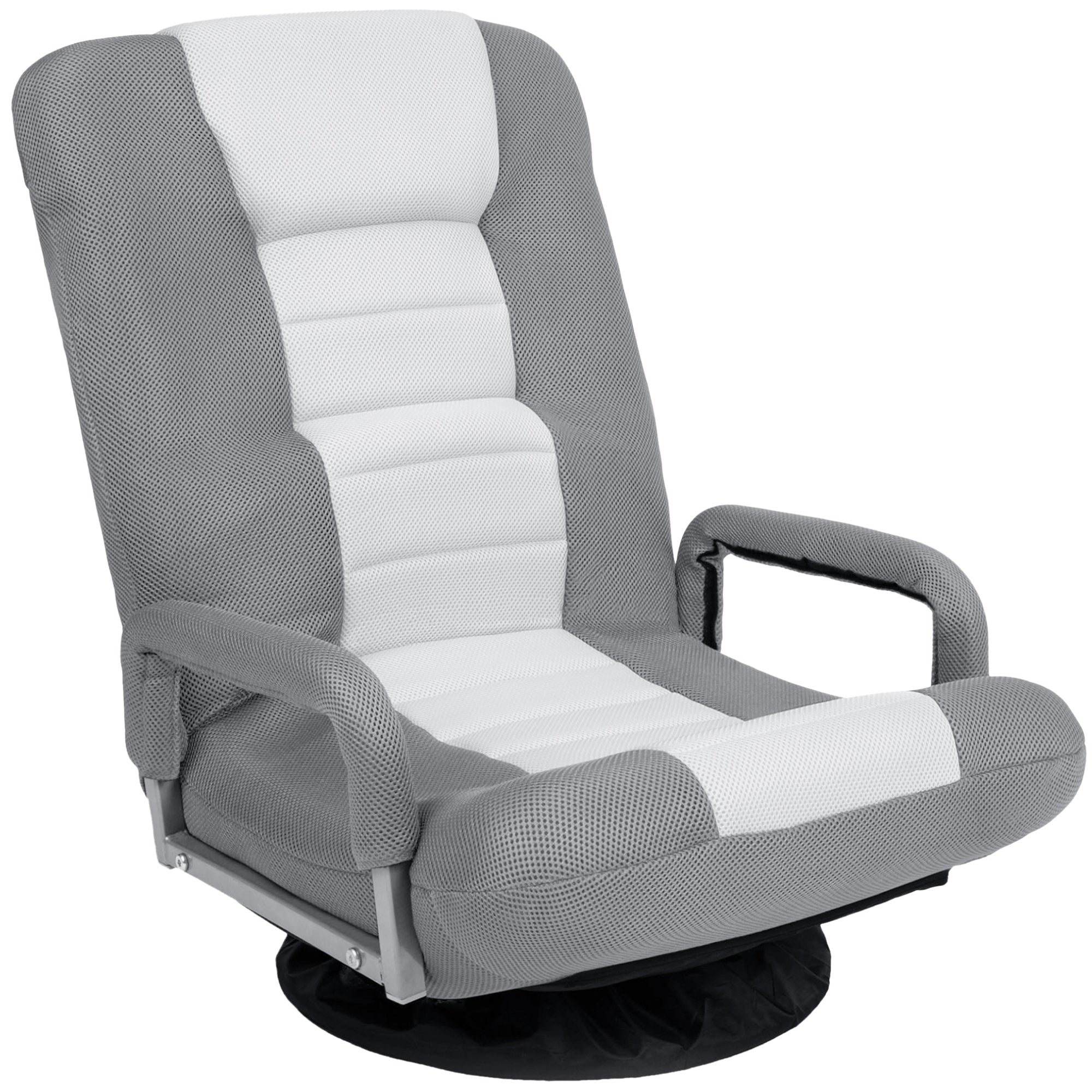 Gaming Floor Chair w/ 360-Degree Swivel, Armrest, Adjustable Backrest - Gray/White