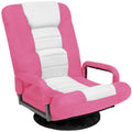 Gaming Floor Chair w/ 360-Degree Swivel, Armrest, Adjustable Backrest - Pink/White