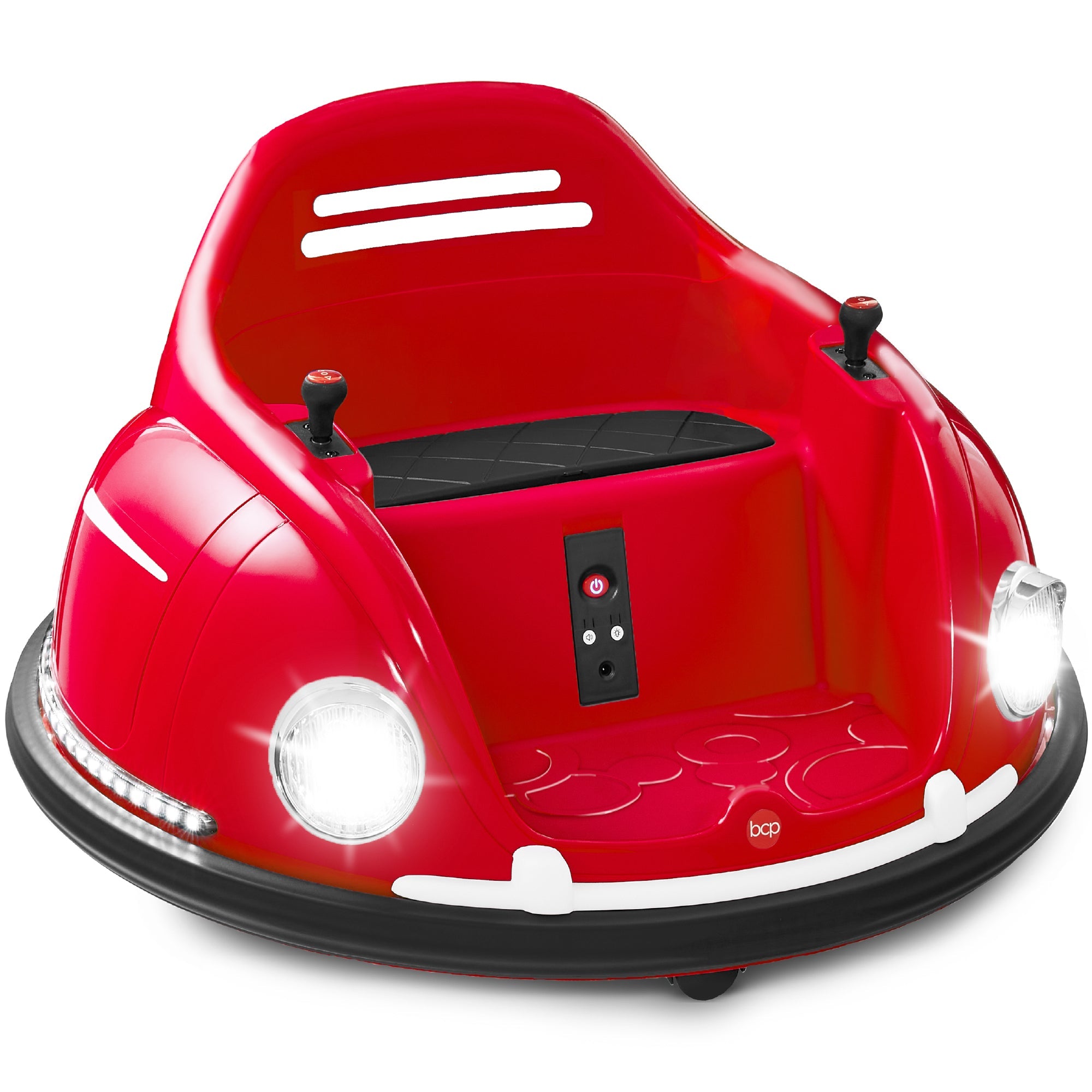6V Kids Ride On Bumper Car Toy w/ Remote, Harness, Lights, 360 Degree Spin - Red