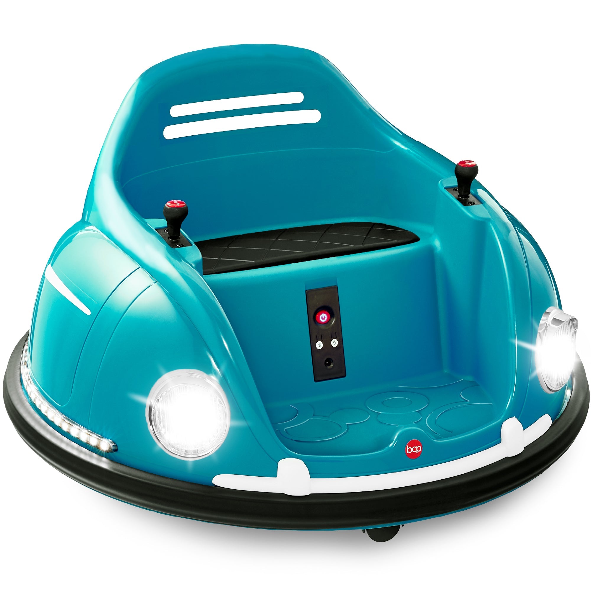 6V Kids Ride On Bumper Car Toy w/ Remote, Harness, Lights, 360 Degree Spin - Blue