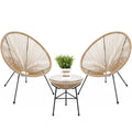 3-Piece All-Weather Patio Acapulco Bistro Set w/ Rope, Glass Top Table - Natural