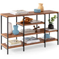 4-Tier Industrial Console Table w/ Tall Shelf Space - 55in - Brown