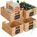 Set of 4 Water Hyacinth Pantry Baskets w/ Chalkboard, Marker - 12in - Natural