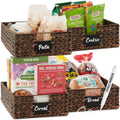 Set of 4 Water Hyacinth Pantry Baskets w/ Chalkboard, Chalk Marker - Brown