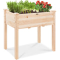 Raised Garden Bed, Elevated Wood Planter Box Stand w/ Bed Liner - 34x18x30in - Natural
