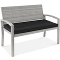 2-Person Wicker Porch Bench for Outdoor, Garden w/ 700lb Capacity - 47in - Gray/Black