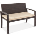2-Person Wicker Porch Bench for Outdoor, Garden w/ 700lb Capacity - 47in - Brown/Tan