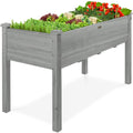 Raised Garden Bed, Elevated Wooden Planter Box w/ Foot Caps - 48x24x30in - Gray