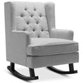 Tufted Upholstered Wingback Rocking Chair - Gray