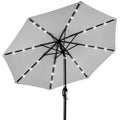 Solar LED Lighted Patio Umbrella w/ Tilt Adjustment, UV-Resistant - 10ft - Fog Gray