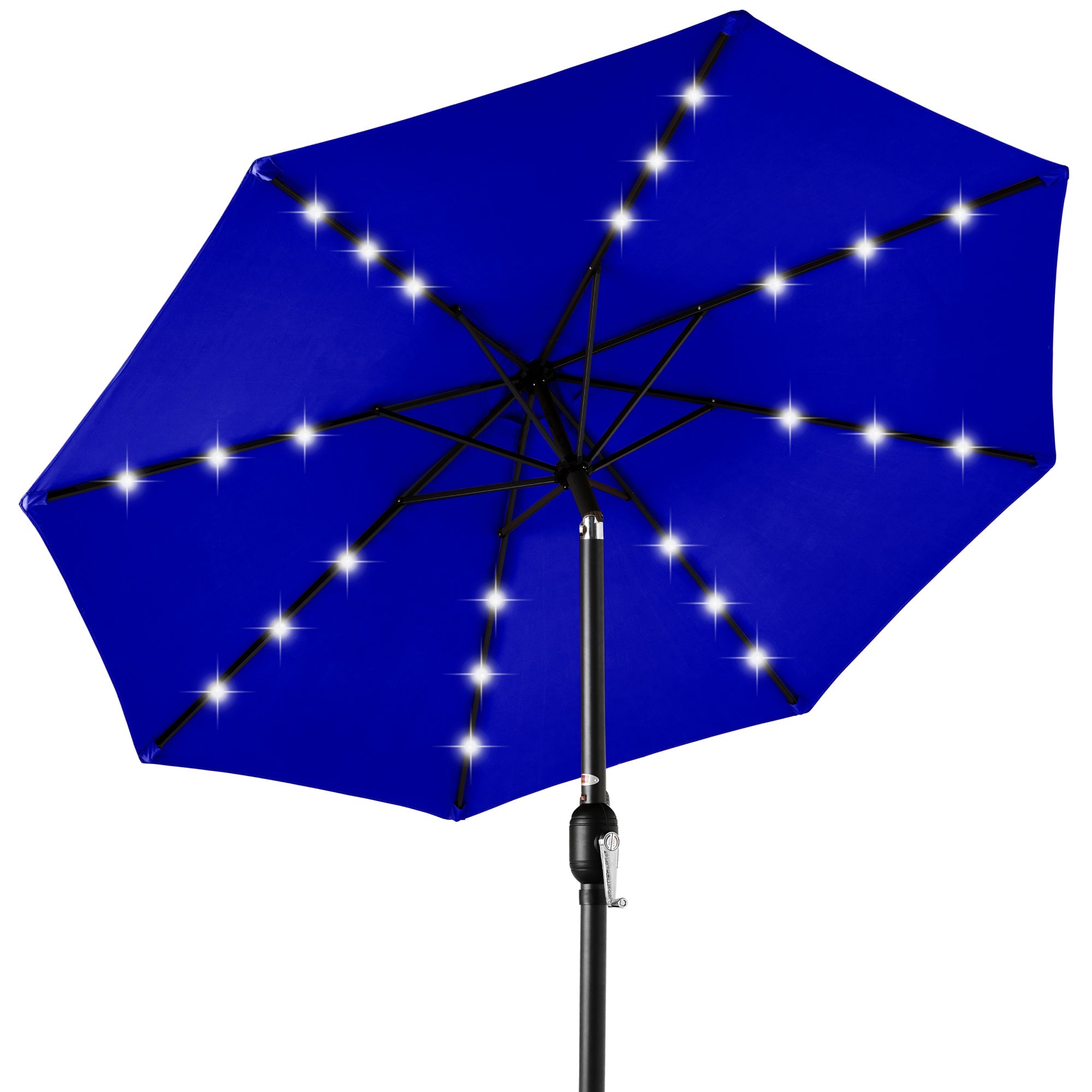 Solar LED Lighted Patio Umbrella w/ Tilt Adjustment, UV-Resistant - 10ft - Resort Blue