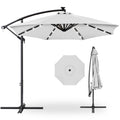 Solar LED Offset Hanging Patio Umbrella w/ Crank Tilt Adjustment - 10ft - Fog Gray