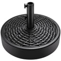 Plastic Patio Umbrella Base Pole Holder Accessory w/ 2 Adjustable Knobs - Faux Wicker
