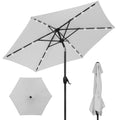 Outdoor Solar Patio Umbrella w/ Push Button Tilt, Crank Lift - 7.5ft - Fog Gray