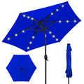 Outdoor Solar Patio Umbrella w/ Push Button Tilt, Crank Lift - 7.5ft - Resort Blue