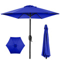 Outdoor Market Patio Umbrella w/ Push Button Tilt, Crank Lift - 7.5ft - Resort Blue