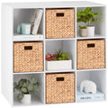 9-Cube Bookshelf Storage Display w/ 3 Removable Panels, Customizable Design - White