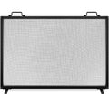 Single Panel Handcrafted Steel Mesh Fireplace Screen w/ Handles - 38x27in - Black