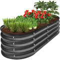 Outdoor Raised Metal Oval Garden Bed, Planter Box - 4x2x1ft - Charcoal