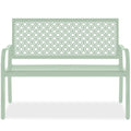 Indoor Outdoor Steel Bench w/ Geometric Backrest, Foot Levelers - Mint Green