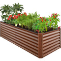 Outdoor Metal Raised Garden Bed for Vegetables, Flowers, Herbs - 8x4x2ft - Wood Grain