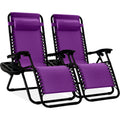 Set of 2 Adjustable Zero Gravity Patio Chair Recliners w/ Cup Holders - Amethyst Purple