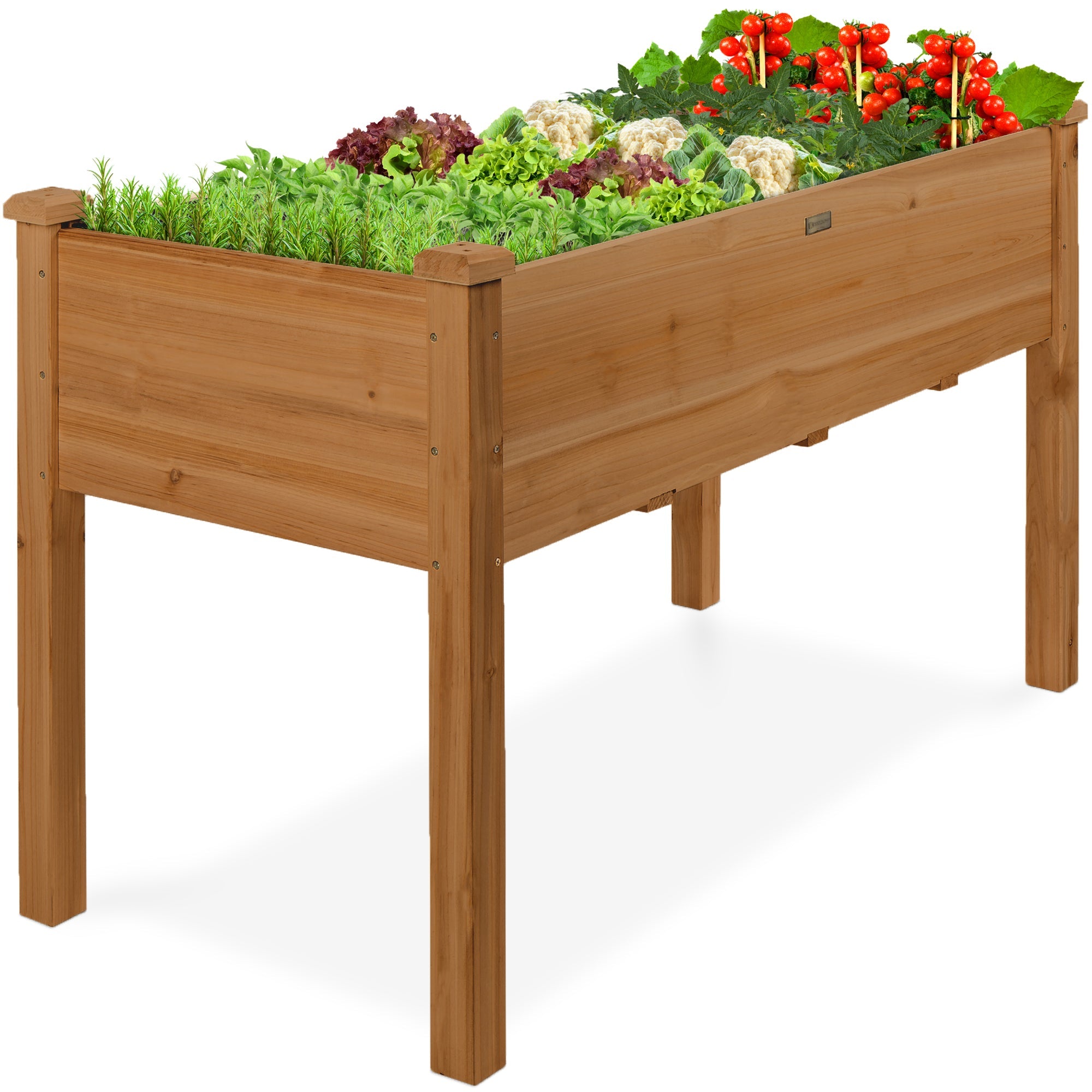 Raised Garden Bed, Elevated Wooden Planter Box w/ Foot Caps - 48x24x30in - Acorn Brown