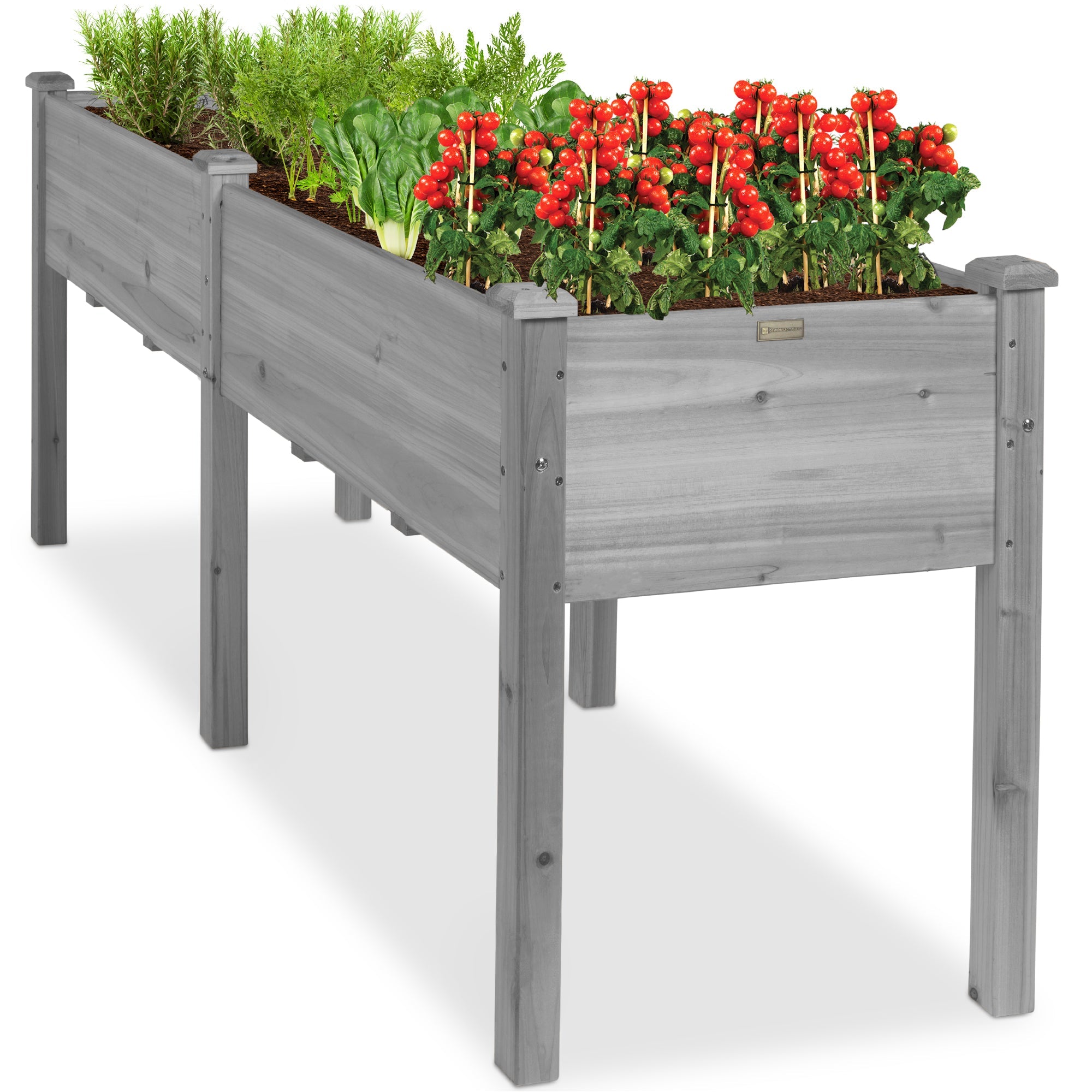 Raised Garden Bed, Elevated Wood Garden Planter Stand - 72x24x30in - Gray