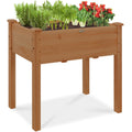 Raised Garden Bed, Elevated Wood Planter Box Stand w/ Bed Liner - 34x18x30in - Acorn Brown