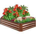 Outdoor Metal Raised Garden Bed for Vegetables, Flowers, Herbs - 6x3x1ft - Wood Grain