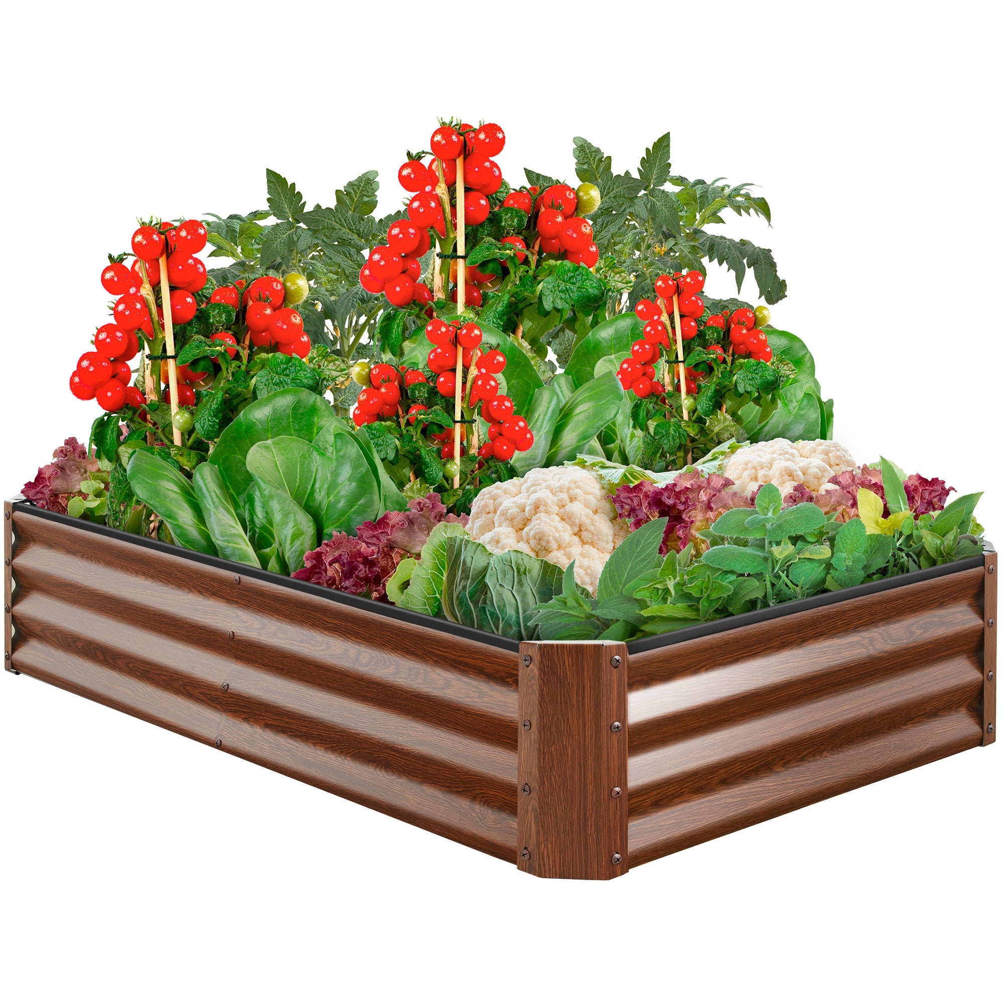 Outdoor Metal Raised Garden Bed for Vegetables, Flowers, Herbs - 6x3x1ft - Wood Grain