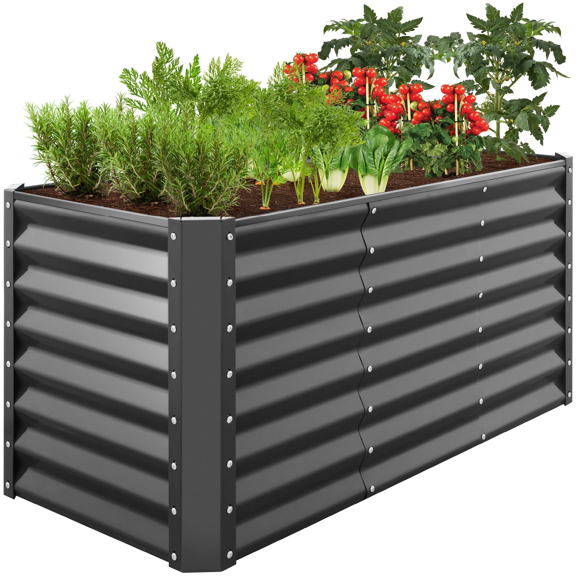 Outdoor Metal Raised Garden Bed for Vegetables, Flowers, Herbs - 4x2x2ft - Gray